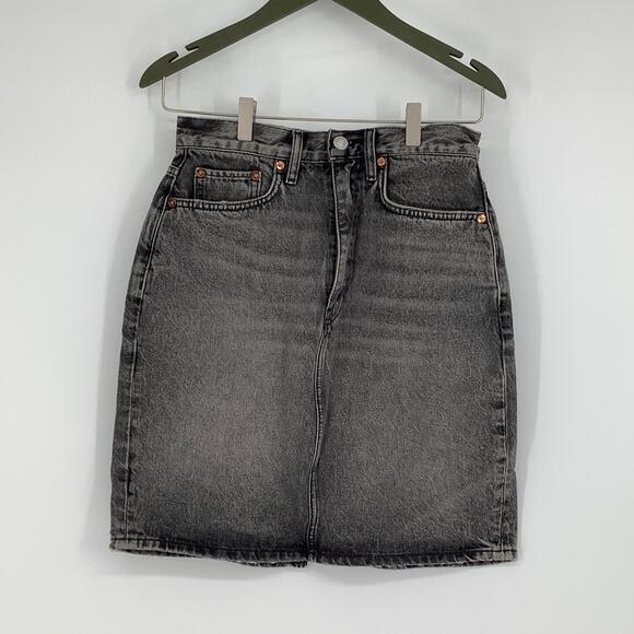 NEW! RE/DONE Size 27 Midnight Ash Denim Pencil Skirt $265 msrp Gray Jean I8-15 - Picture 2 of 10